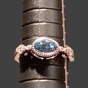 Artisan made 925 silver ring with Swiss blue Topaz